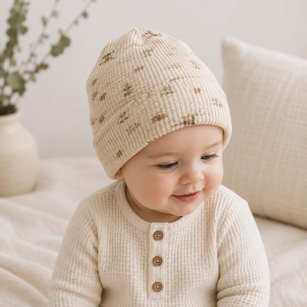 Organic Flannel & Fleece Baby Hat | Organic Cotton Newborn Hospital Hat | Sustai
